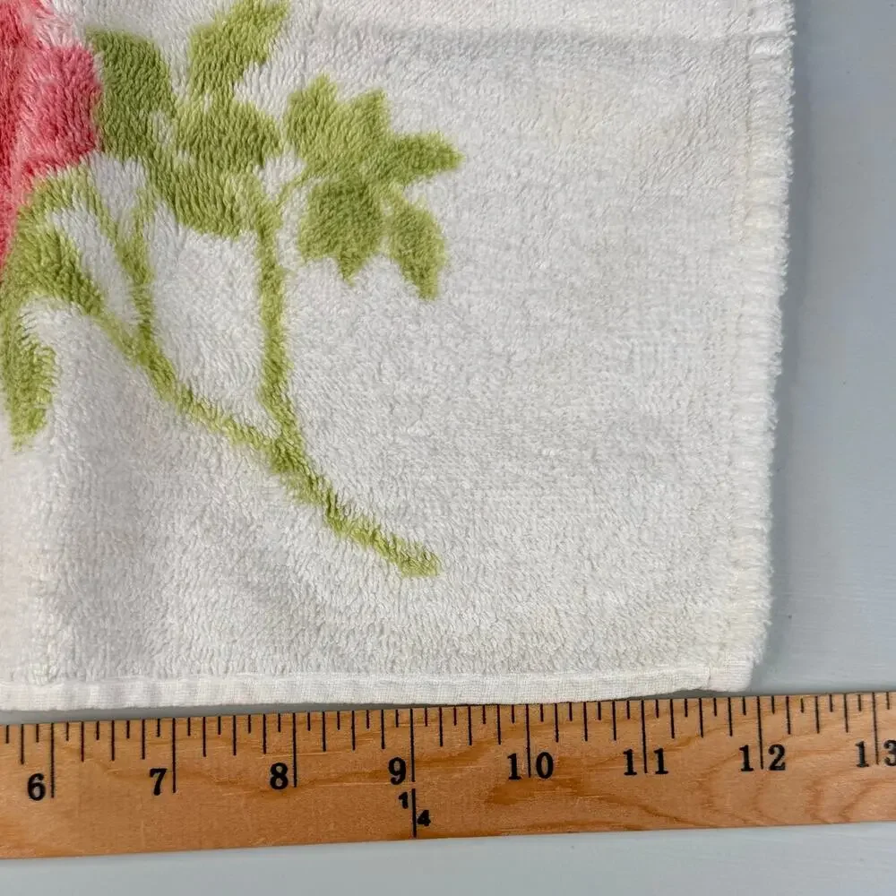 Vintage TerriSol Brazil Bath Towel w/Washcloth Set Pink Roses Shabby Chic Floral